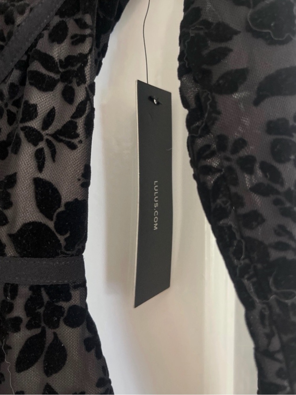 Lulu's Black Floral Sheer Long Sleeve Bodycon Dress - Picture 4 of 5